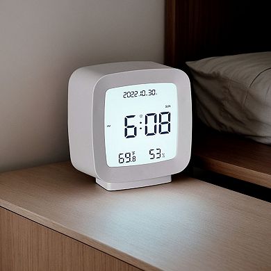 Voice Control Clock with Temperature/Humidity Display, Simple Operation for Bedroom 3.1"x1.6"x3.3"