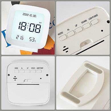 Voice Control Clock with Temperature/Humidity Display, Simple Operation for Bedroom 3.1"x1.6"x3.3"