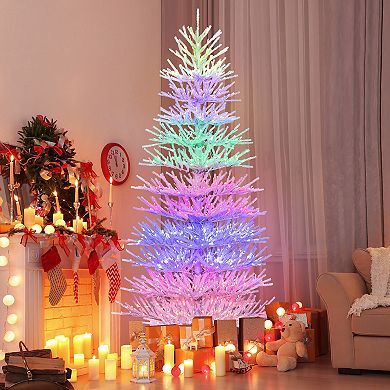 Gymax 7 FT Artificial Xmas Tree Hinged Christmas Tree w/ 820 Coral-Like Branch Tips