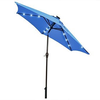 9 Feet Solar LED Lighted Patio Market Umbrella with Tilt Adjustment without Base