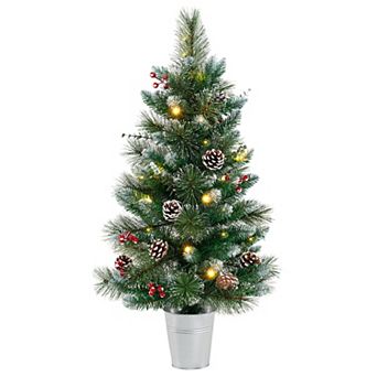Gymax 3 FT Artificial Xmas Tree w/ 81 Branch Tips Eucalyptus Leaves Pine Needles