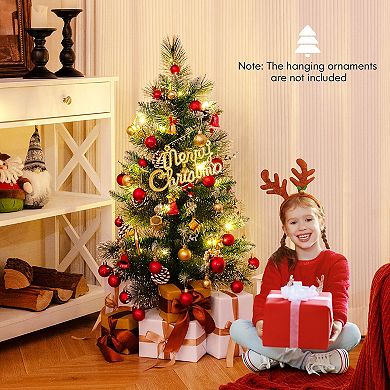 Gymax 3 FT Artificial Xmas Tree w/ 81 Branch Tips Eucalyptus Leaves Pine Needles