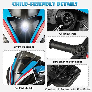 Blue 12V Licensed BMW Kids Motorcycle Ride-On for 3796 Months