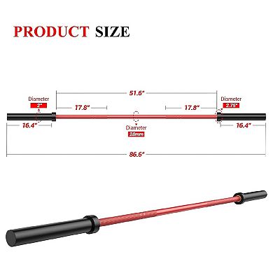 7Ft Olympic Barbell Bar - 45LB Weight Lifting Bar with 1000LB Capacity