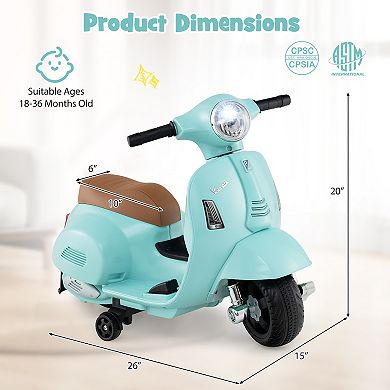 Kids Ride on Motorcycle Licensed Vespa with LED Headlight and Horn Sound