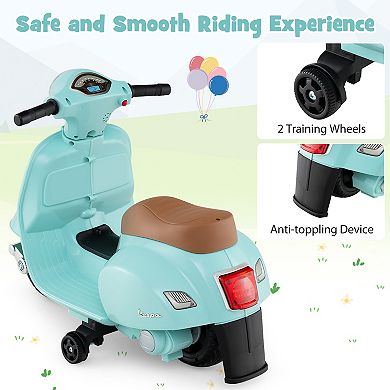 Kids Ride on Motorcycle Licensed Vespa with LED Headlight and Horn Sound