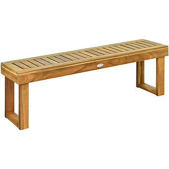Dining Bench in Solid Acacia Wood with Slatted Seat for Indoor and Outdoor Spaces