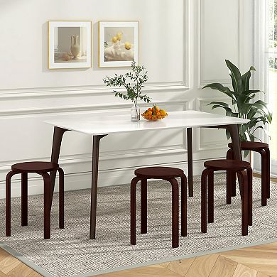 Set of 4 18 Inch Stackable Bentwood Dining Chairs with Round Top-Deep Brown