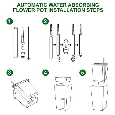 Planters Set of 2, High Front Porch Planter Pots w/Movable Wheels&Inner Bucket, Automatic Watering
