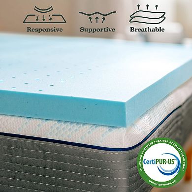 Nestl Memory Foam Gel Infused Cooling Mattress Topper - 3 Inch