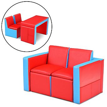 Convertible Kids Sofa Chair and Table Set for Playroom