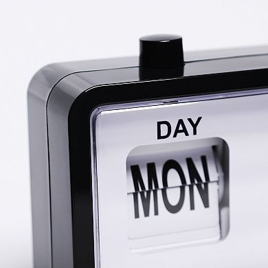 Silent Non Tick Clock with Calendar and Week Home Decor Desk Clocks for Office 7.8"x1.9"x3.7"