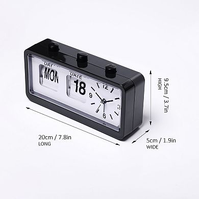Silent Non Tick Clock with Calendar and Week Home Decor Desk Clocks for Office 7.8"x1.9"x3.7"