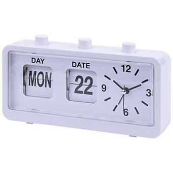 Silent Non Tick Clock with Calendar and Week Home Decor Desk Clocks for Office 7.8"x1.9"x3.7"