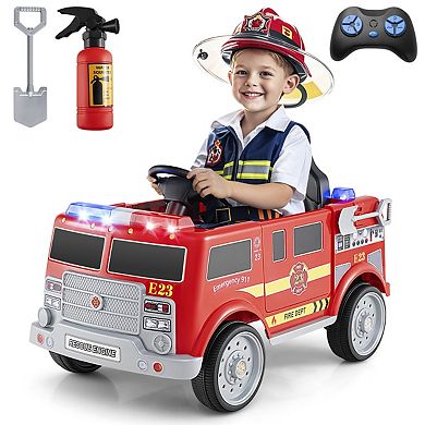 Kids Ride on Fire Truck with Remote Control and Extinguisher-Red