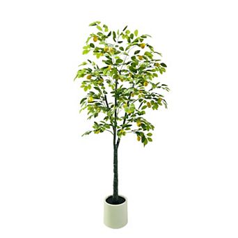 6FT Artificial Lemon Tree, Faux Lemons Citrus Plants with Yellow Fake Lemons Fruits in Pot