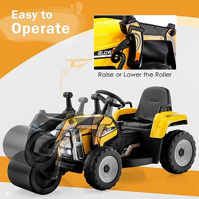 12V Yellow Kids Ride-On Road Roller with 2.4G Remote