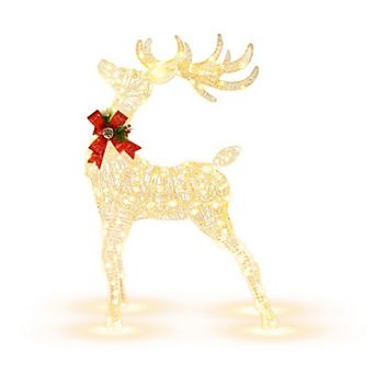 Gymax 53'' Pre-Lit LED Light up Reindeer Christmas Lighted Reindeer Holiday Decor