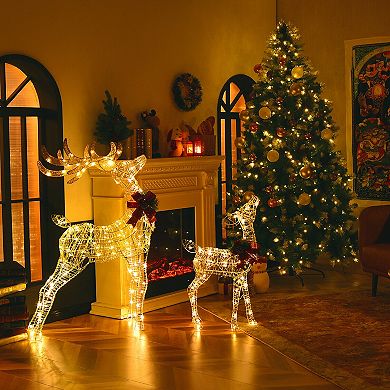 Gymax 53'' Pre-Lit LED Light up Reindeer Christmas Lighted Reindeer Holiday Decor