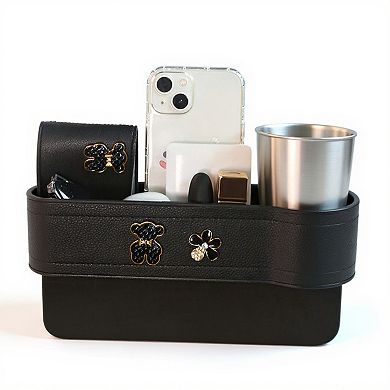 Car Seat Gap Organizer Storage Box for Console Side with Sleek Leather Finish