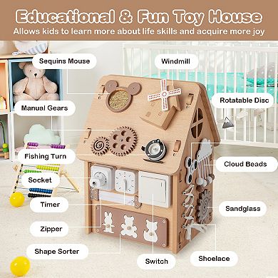 Multi-Purpose Busy House with Sensory Activities and Storage Space