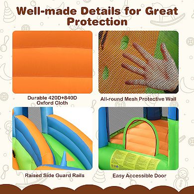 7 In 1 Inflatable Water Park Bounce House With Slide And 735W Blower