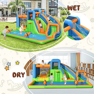 7 In 1 Inflatable Water Park Bounce House With Slide And 735W Blower