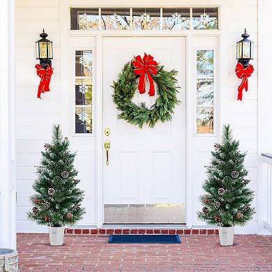 Gymax 2PCS 3 FT Artificial Xmas Tree w/ 81 Branch Tips Eucalyptus Leaves Pine Needles