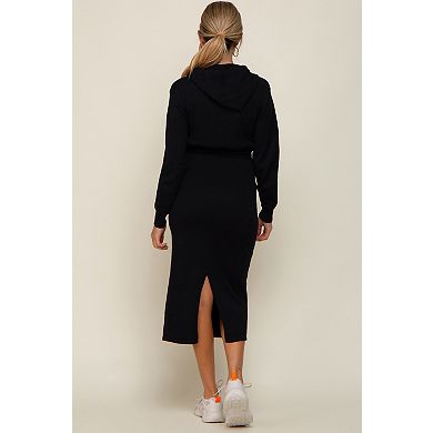Maternity Knit Hooded Long Sleeve Dress