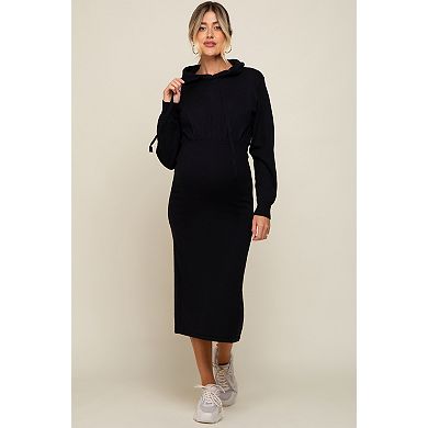 Maternity Knit Hooded Long Sleeve Dress