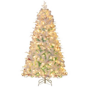Gymax 6 FT Pre-lit Artificial Christmas Tree w/599 Snow Flocked Branch Tips