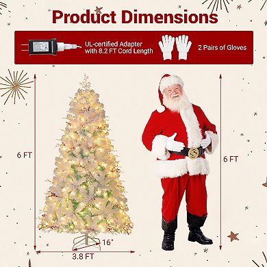 Gymax 6 FT Pre-lit Artificial Christmas Tree w/599 Snow Flocked Branch Tips