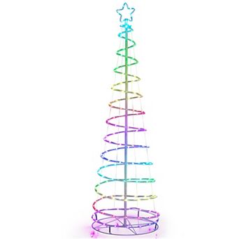 Gymax 6FT Retractable Spiral Christmas Tree Smart Decor Tree w/ 135 LED Lights & APP Control