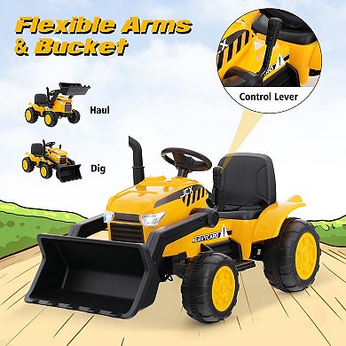 12V Kids Ride On Excavator with Remote Control and Music for Ages 3 and Up