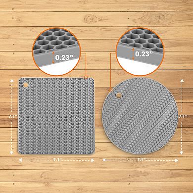 Cheer Collection Silicone Trivet Set for Hot Pots and Pans Protective Heat Resistant Kitchen Tools