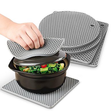 Cheer Collection Silicone Trivet Set for Hot Pots and Pans Protective Heat Resistant Kitchen Tools