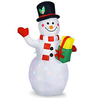 Gymax 5ft Inflatable Christmas Snowman Indoor Outdoor Blow Up Decor w/ LED Light