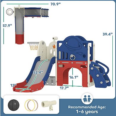Qaba 8 in 1 Toddler Slide Set for Kids Ages 1-6 Indoor Outdoor Playground