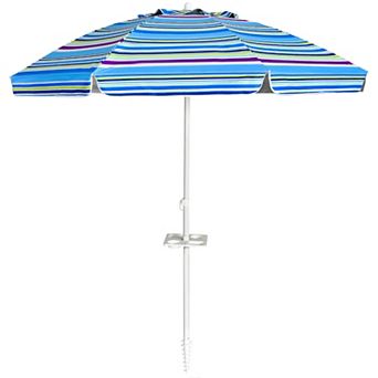 7.2 Foot Portable Beach Umbrella with Sand Anchor and Tilt Mechanism