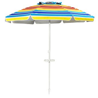 7.2 Foot Portable Beach Umbrella with Sand Anchor and Tilt Mechanism