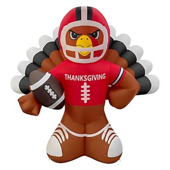 GOOSH 6FT Turkey Football Inflatable with LED Lights, Thanksgiving Outdoor Décor