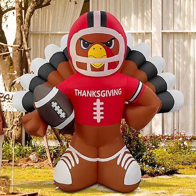 GOOSH 6FT Turkey Football Inflatable with LED Lights, Thanksgiving Outdoor Décor