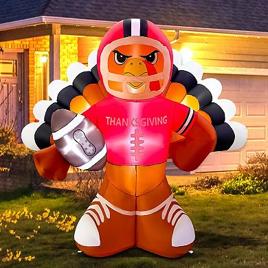 GOOSH 6FT Turkey Football Inflatable with LED Lights, Thanksgiving Outdoor Décor