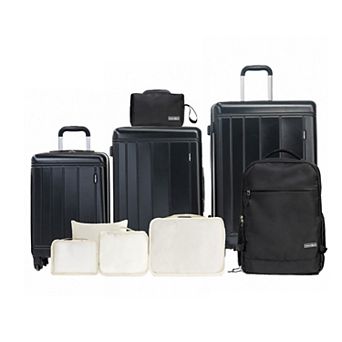 9 pc Carry on Luggage Set with Backpack, Toiletry Bag, and 4 Storage Bags