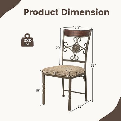 Set of 2 Brown Armless Dining Chairs with Cushions