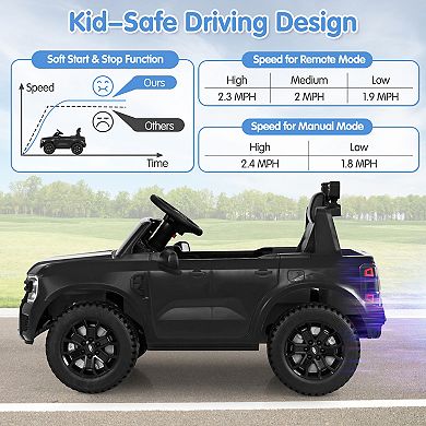 12V Kids Ride On Truck with Remote Control Music and LED Lights