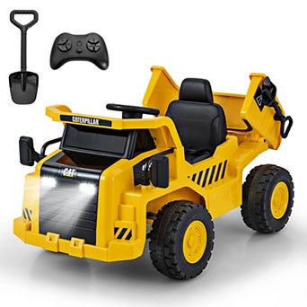 12V Licensed Caterpillar Kids Ride On Dump Truck with Tiltable Bed - Yellow