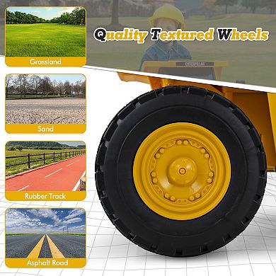 12V Licensed Caterpillar Kids Ride On Dump Truck with Tiltable Bed - Yellow
