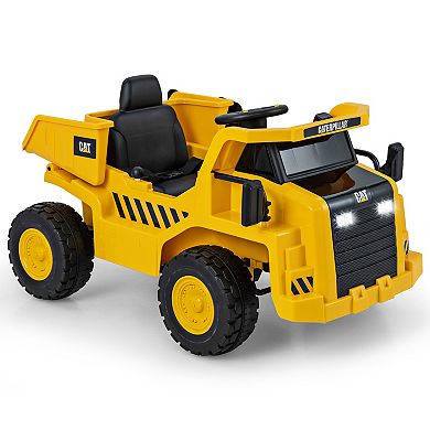 12V Licensed Caterpillar Kids Ride On Dump Truck with Tiltable Bed - Yellow