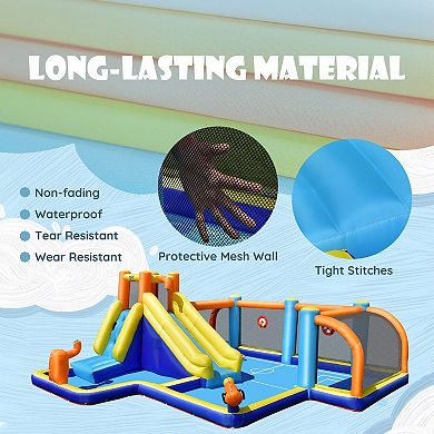 Giant Soccer Themed Inflatable Water Slide Bouncer With Splash Pool Without Blower